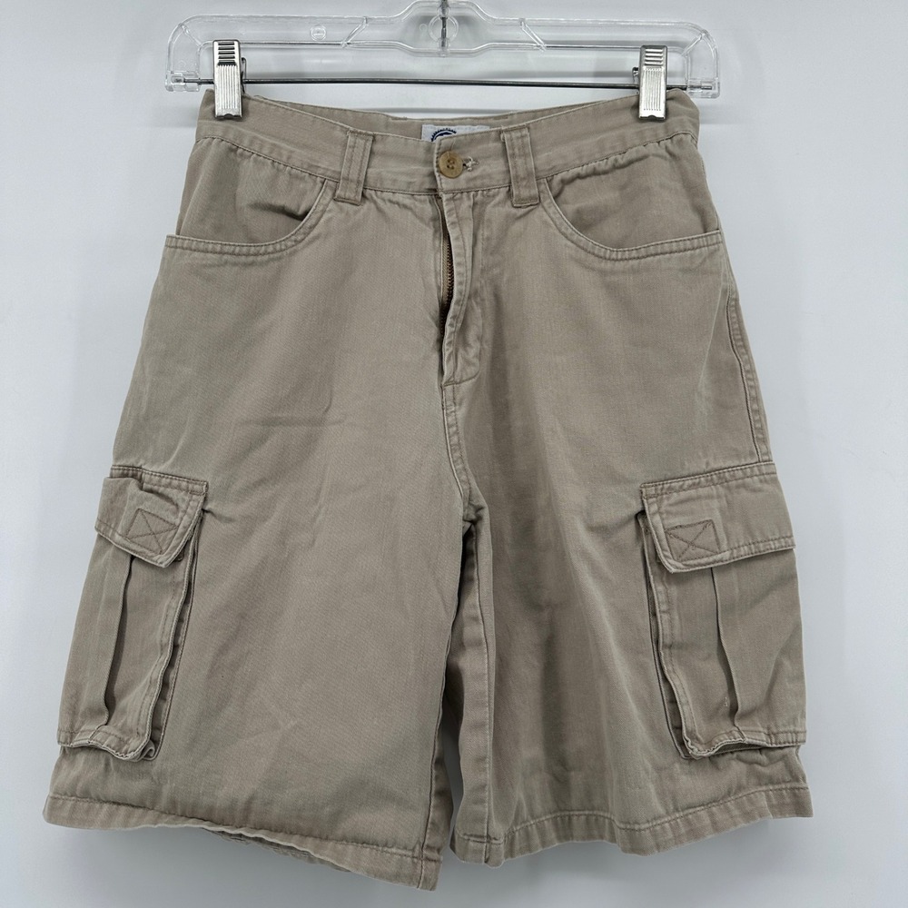Arizona Jean Company Boys Khaki Cargo Shorts Tan Cotton Twill Size 12 Regular